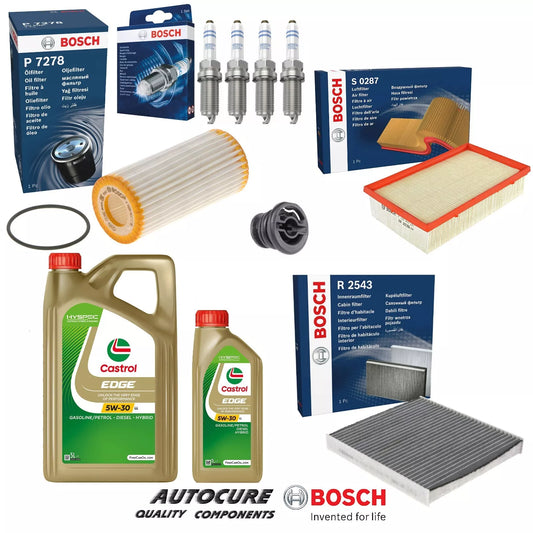 VW GOLF GTi TSi 2.0 MK7 2012-20 BOSCH FILTER SERVICE KIT & 6L CASTROL OIL