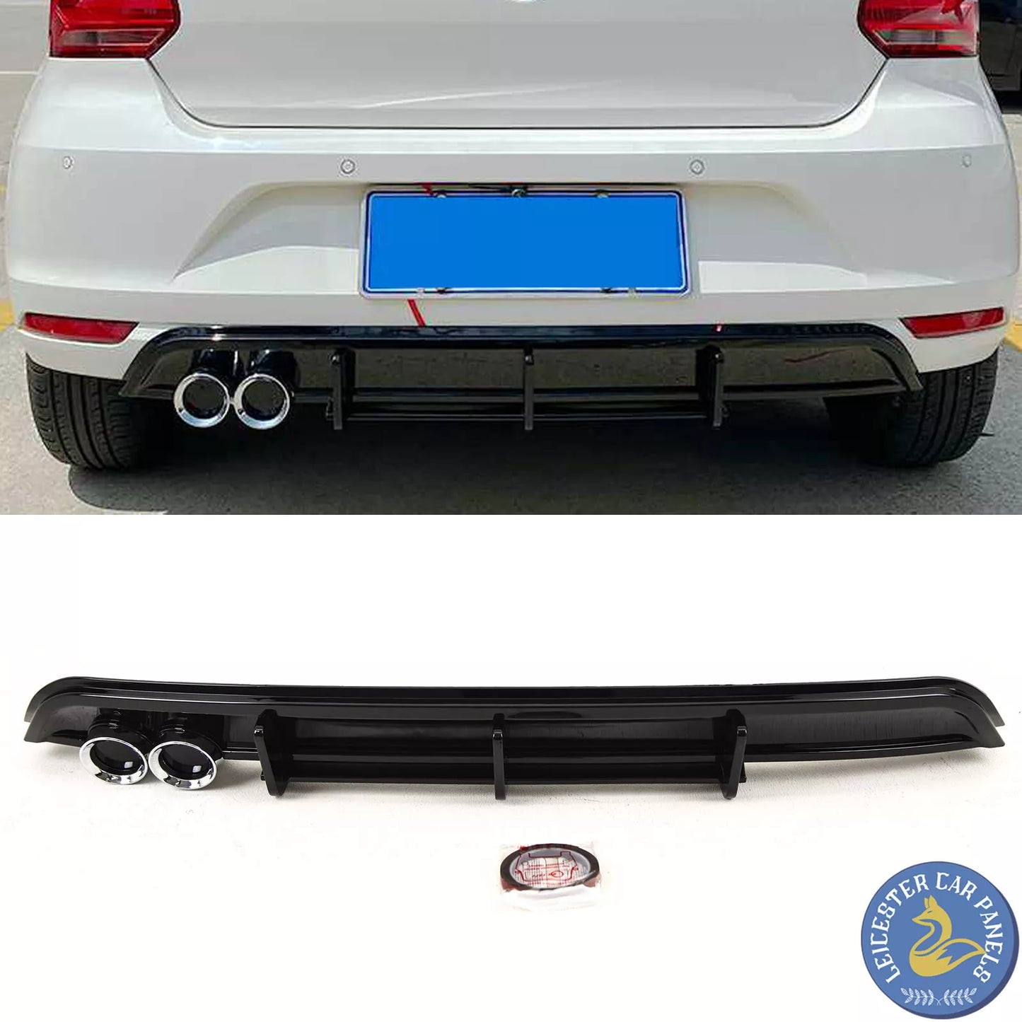 VW Polo MK5 6C Rear Diffuser GTI Style Gloss Black 2014-2017